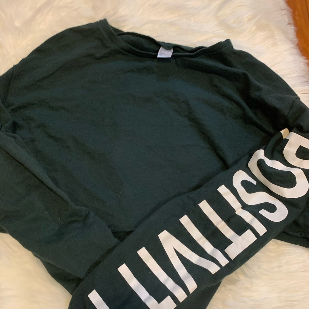 Army Green Long Sleeve Crop Top